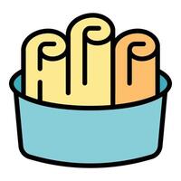Kebab shawarma durum doner wrapped in pita bread in blue container vector