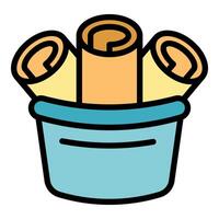 Architect keeping rolled up blueprints in a bucket vector
