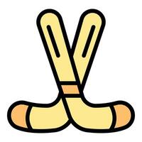 Two crossed hockey sticks forming an x shape, ready for the game vector