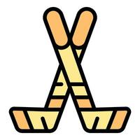 Two crossed hockey sticks representing team spirit and competition vector