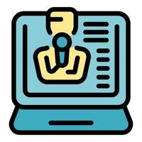 Podcast recording software on laptop, online radio broadcasting and interviewing vector