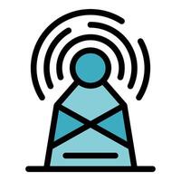 Radio tower broadcasting electromagnetic waves for communication vector