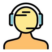 Operator with headset providing customer support and online assistance vector
