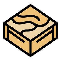 Wooden box with wavy pattern exhibiting isometric projection vector