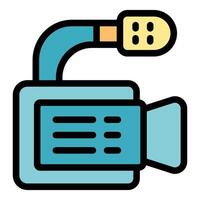 camera with external microphone recording audio and vector