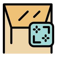 Cardboard box with augmented reality interface for logistics and delivery tracking vector