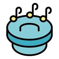 Tambourine making music with musical notes floating above vector