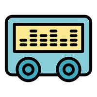 Portable music player displaying audio spectrum on screen with wheels vector