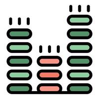 Audio spectrum showing increasing sound level with colorful bars and lines vector