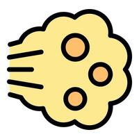 Yellow farting cloud emitting stinky gas with bubbles and lines vector