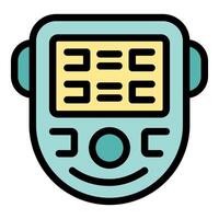 Electronic pocket translator device converting text showing different languages vector