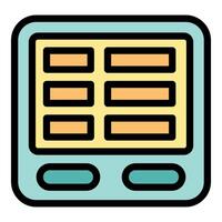 Electronic device showing a table or spreadsheet with two buttons below vector