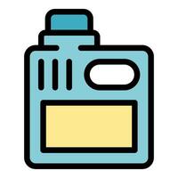 Cleaning detergent plastic bottle with blue cap and blank label for customized text vector