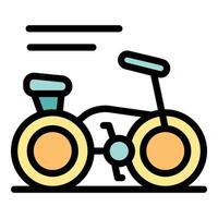 Fast moving bicycle with big wheels and speed lines representing motion and velocity vector