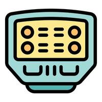 Futuristic device interface displaying information with buttons and indicators vector