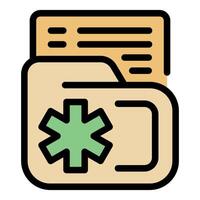 Medical record file folder storing patient healthcare information with star of life symbol vector