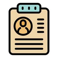 Clipboard showing employee profile information icon vector