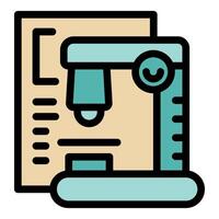 Laboratory microscope analyzing sample with report document vector