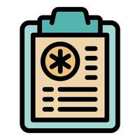 Medical report on clipboard with star of life symbol, healthcare documentation icon vector