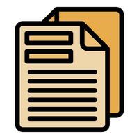 Two files representing documents with text and blank fields, office or business concept vector