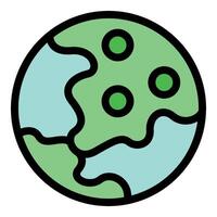 Green planet earth showing signs of alien life with three circles vector