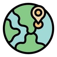 Global positioning system icon showing earth and location pin vector
