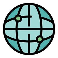 Global network connecting two points on planet earth vector