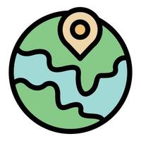 Global positioning system icon showing location on planet earth vector