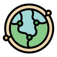 Global network connecting continents with digital lines and nodes vector