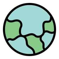 Planet earth showing continents and oceans, simple educational icon vector