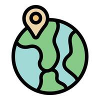 Global positioning system pinpointing location on planet earth vector