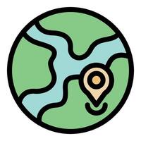 Cartoon earth with gps icon showing global positioning vector