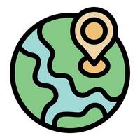 Pinpointing location on planet earth, global positioning system icon vector
