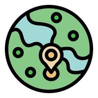 Global positioning system tracking location on green planet earth icon vector
