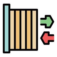 Import and export through customs border featuring green and red arrows vector
