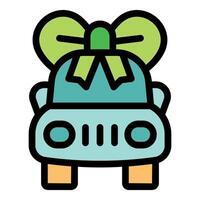 Light blue car decorated with big green bow celebrating special occasion vector