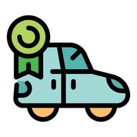 Approved car with green ribbon representing quality and reliability vector