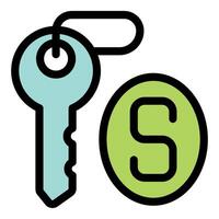 Hotel key with keyring and letter s representing suite or service vector