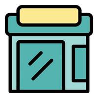 Store building with large glass window displaying products vector