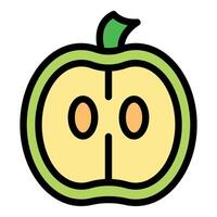 Green apple cross section showing seeds and core vector