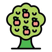 Lush apple tree bursting with ripe red apples in orchard vector