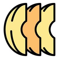 Sliced potatoes showing different stages of cooking process vector