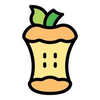 Apple core showing seeds and stem with leaves, waste concept, composting icon vector