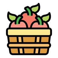 Freshly picked apples overflowing from a rustic basket vector