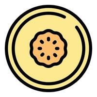 Round slice of melon showing seeds and flesh icon vector