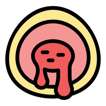 Melting surreal face in a round frame is dripping down vector