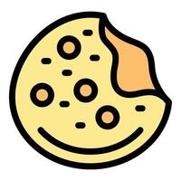 Delicious cookie with chocolate chips being eaten showing a bite vector