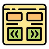 Web page showing navigation buttons for browsing content vector