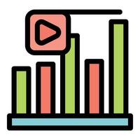 marketing statistics showing play button and growing bar graph vector