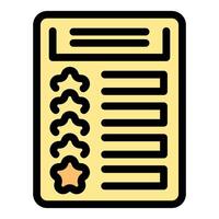 Customer evaluating product quality with star rating system on checklist vector